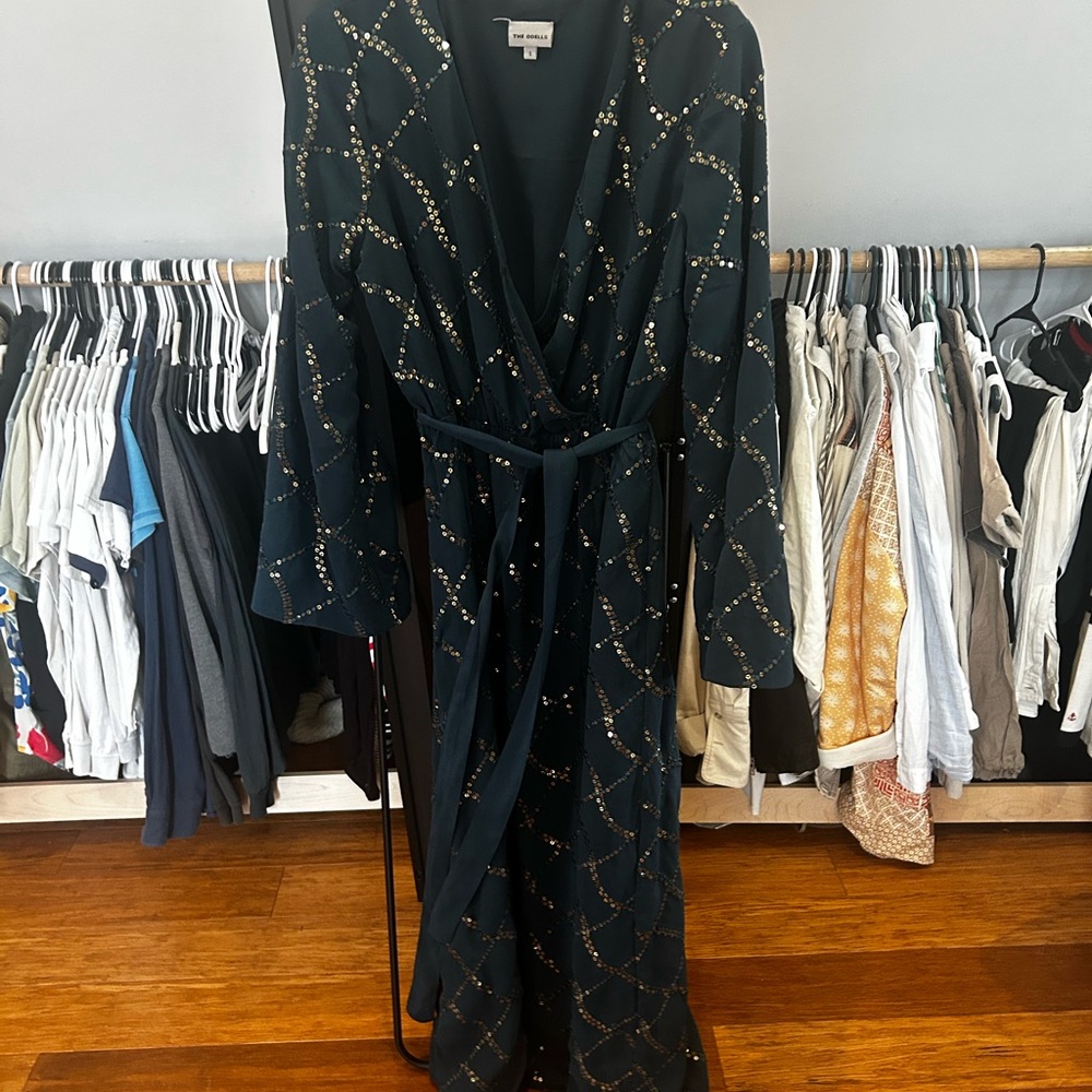 Dark turquoise Beaded Wrap Dress